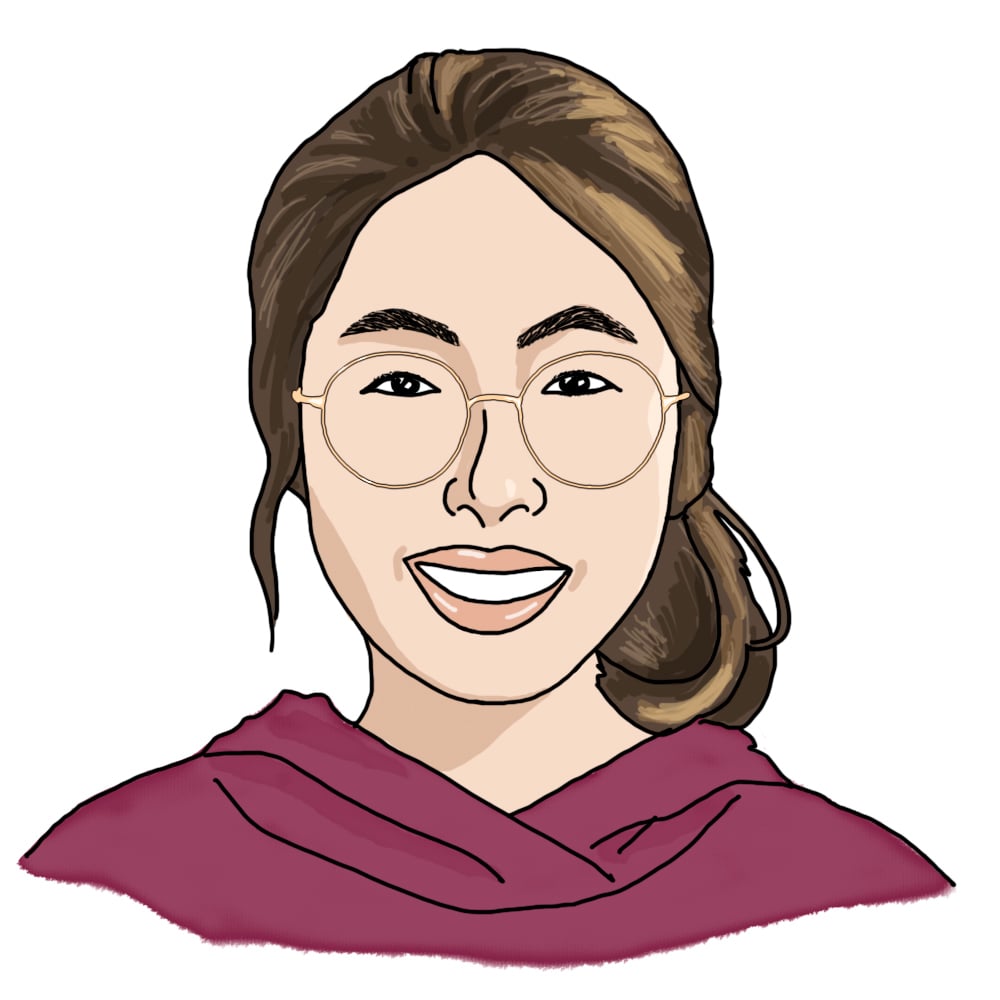 A head-and-shoulders illustration of Jenny. She has light skin, medium-length brown hair pulled back into a ponytail, and is wearing a dark pink hoodie.